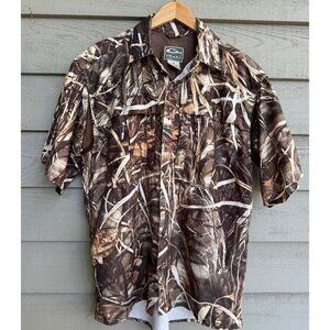 Drake Waterfowl Realtree-Style Brown Camo Short Sleeve Shirt
